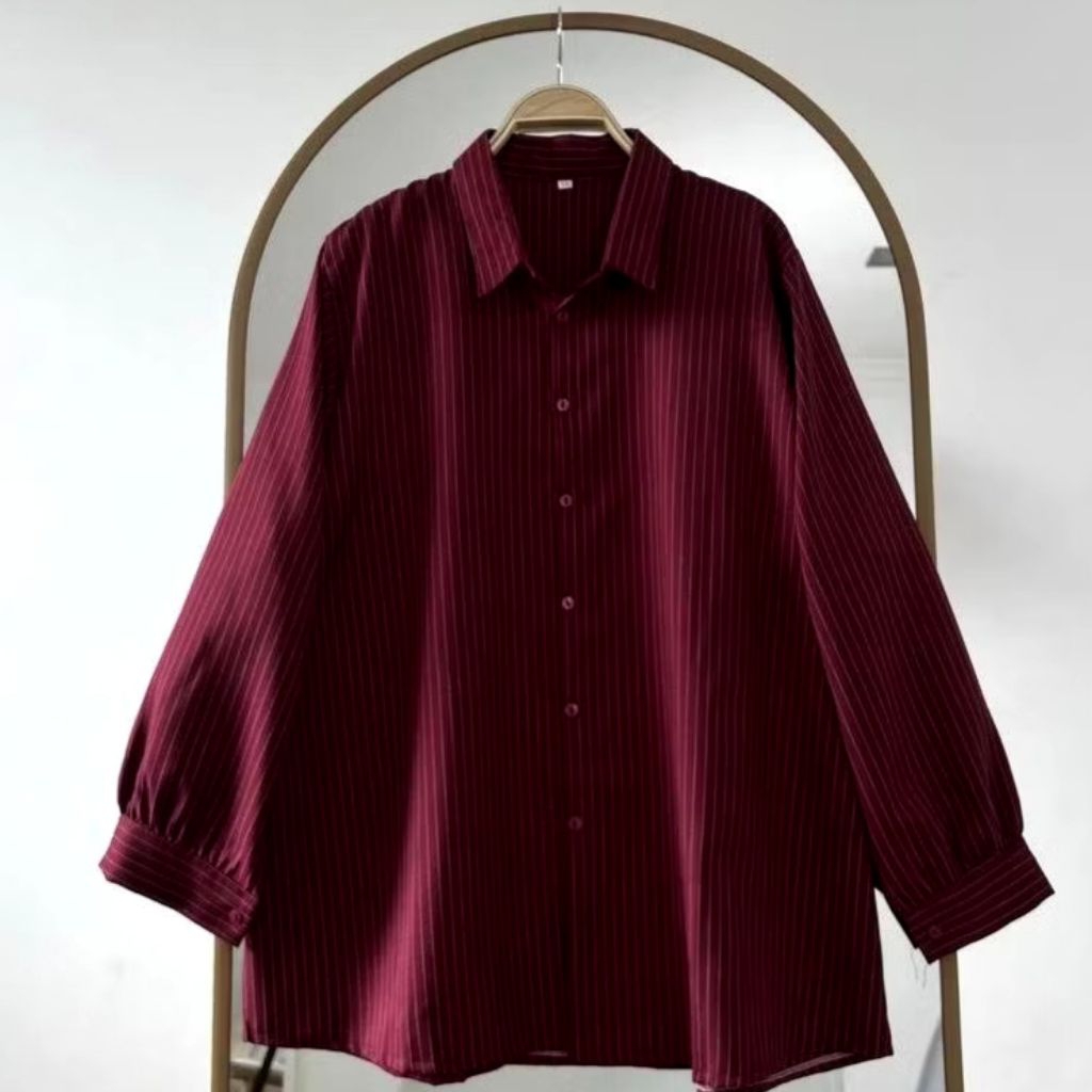 Kemeja Wanita Salur Jumbo LD 120 130 140 150 Baju Ukuran Besar Plus Size