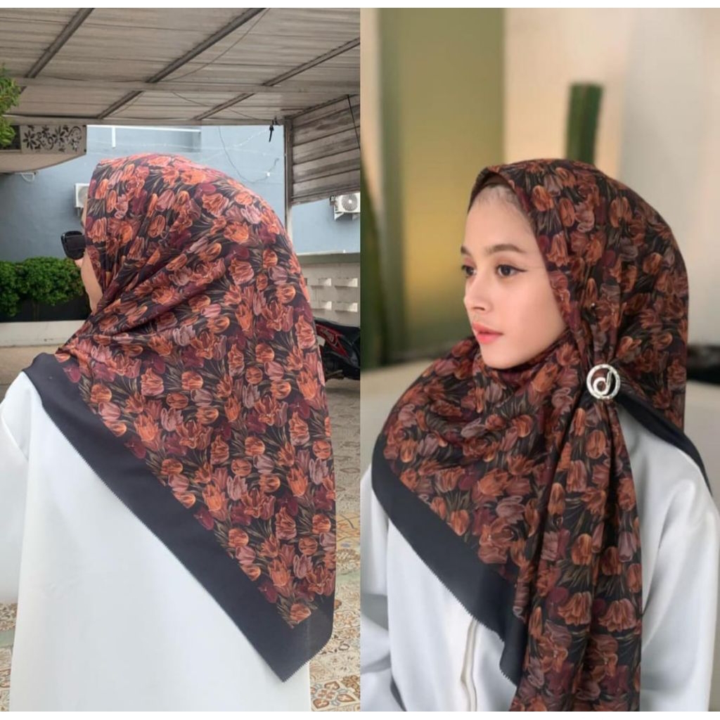 HIJAB SEGIEMPAT VOAL MOTIF LV TERBARU/hijab segiempat viral 2024. hijab murah/ hijab voal motif LV/ 