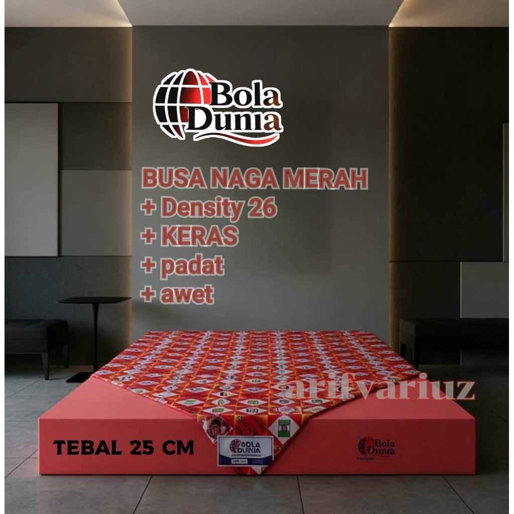 ( Pre Order ) KASUR BUSA NAGA MERAH BOLA DUNIA TEBAL 15CM / 20CM PADAT,KERAS, AWET
