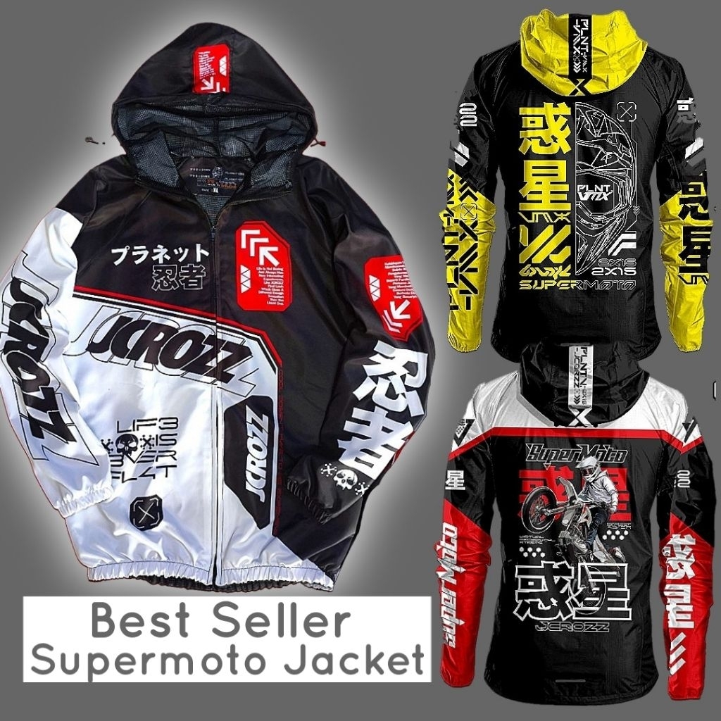 (NON COD) JAKET BERKENDARA SUPERMOTO TERBAIK JAKET MOTOR JAKET PRIA DAN WANITA HITAM MERAH JAKET SUP