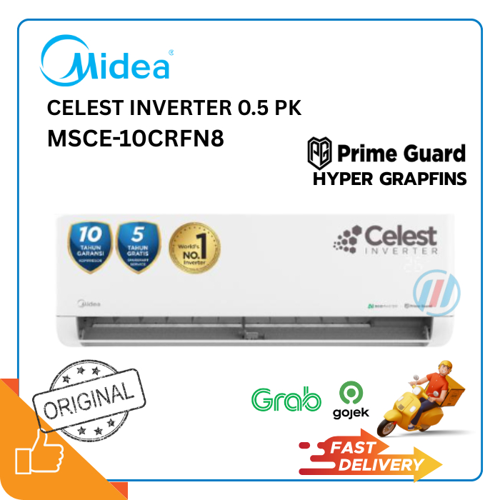 Midea AC CELEST INVERTER 1 PK MSCE-10CRFN8 (Unit Indoor & Outdoor) - AI Ecomaster Product Baru