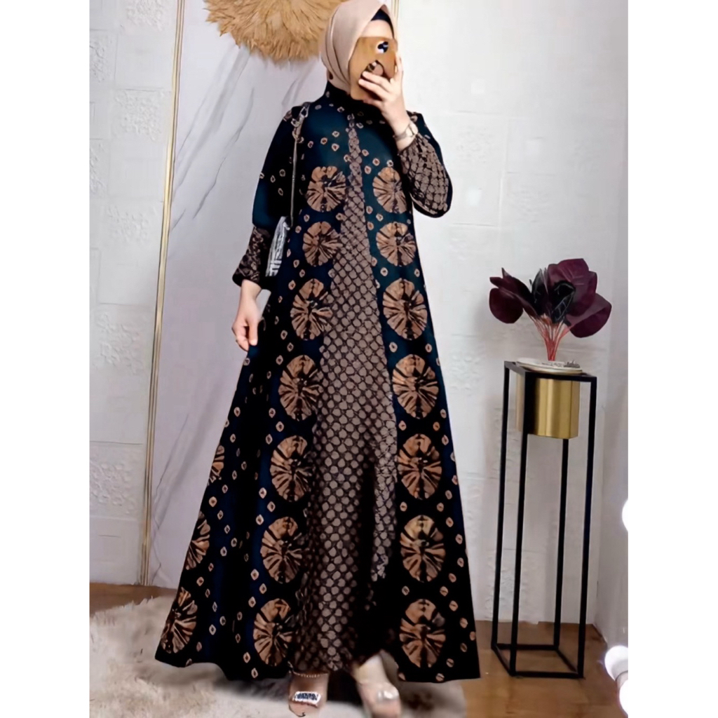 Gamis batik jumbo premium / Gamis batik katun jumbo / Gamis batik kombinasi