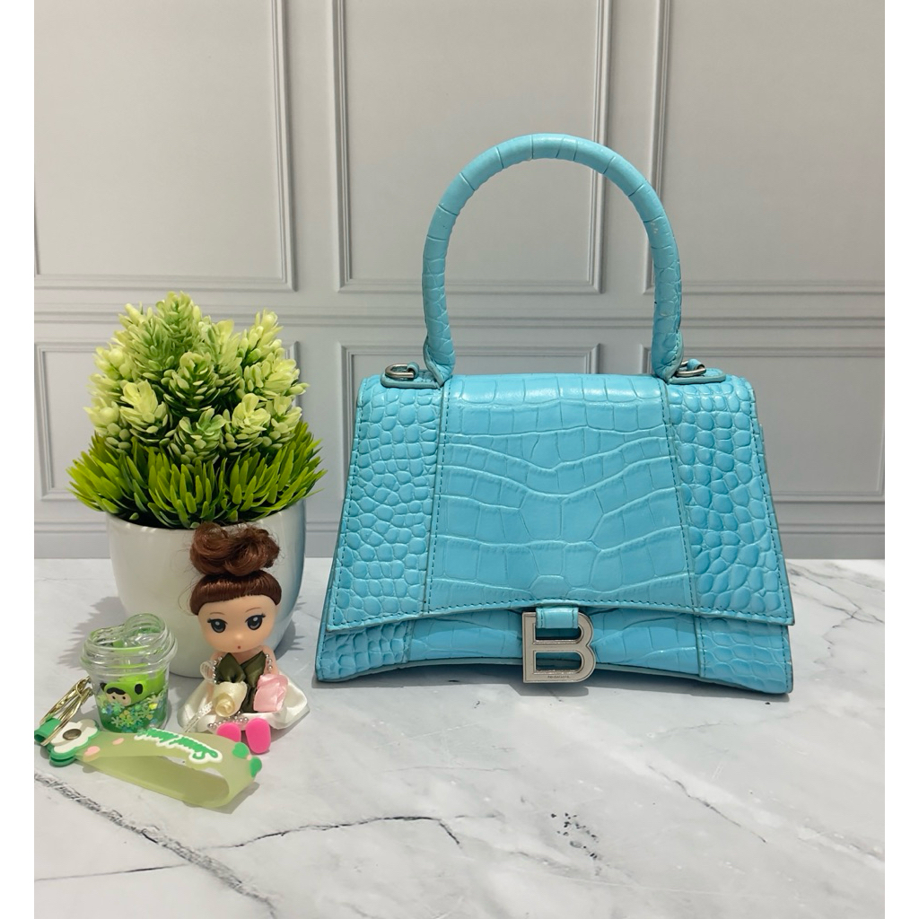 Tas Preloved/Second Balen Croco Embossed Hourglass Top Handle Bag satchel