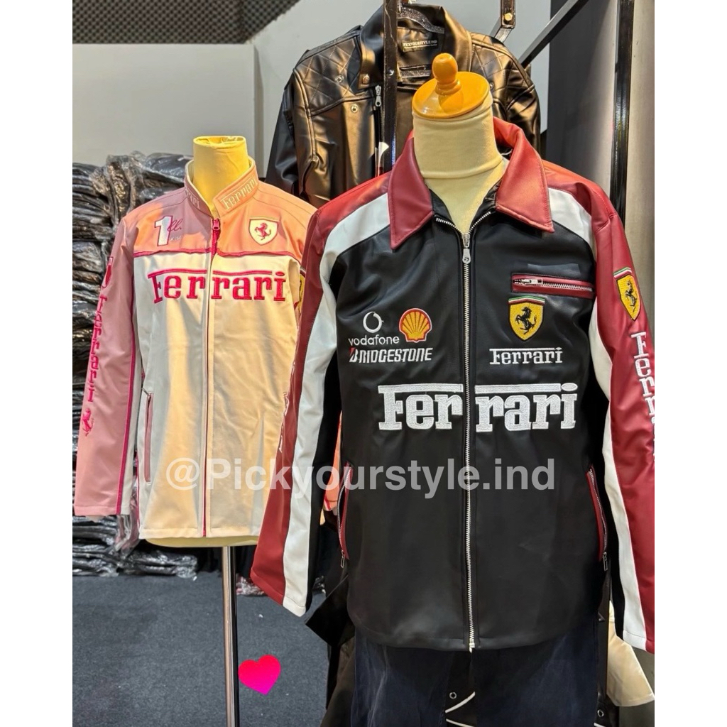 (READYSTOCK) Jaket kulit racing ferrari F1 race leather jacket racing leather jacket jaket konser ou