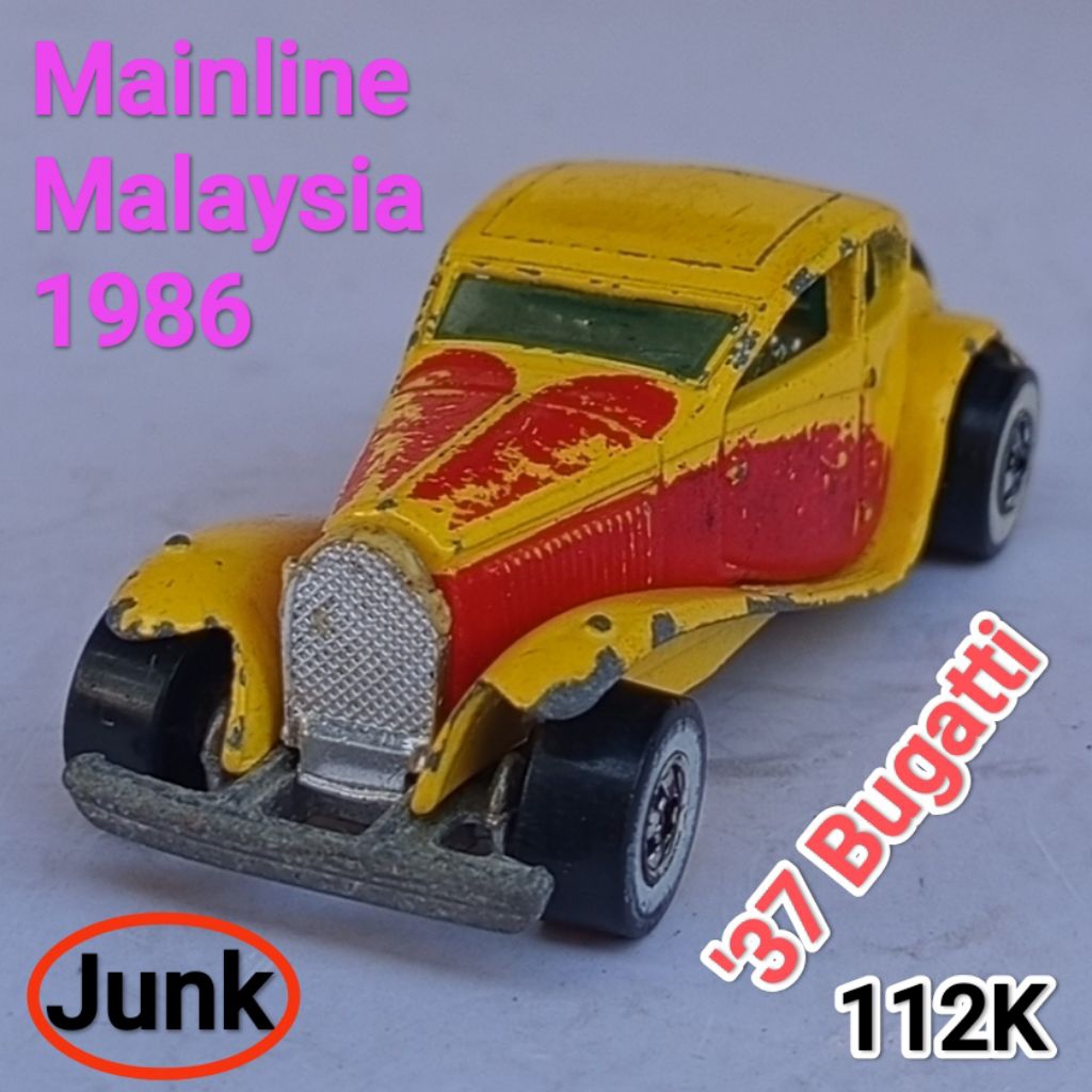 Diecast Classic Vintage Hot Wheels Mainline 37 Bugatti ban Whitewall Loose Junk
