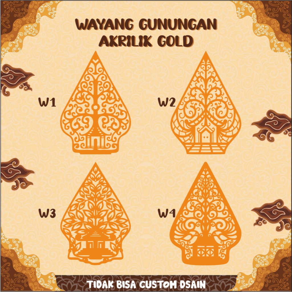 Wayang Gunungan akrilik gold