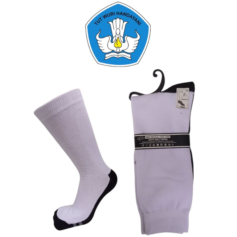 Kaos kaki anak sekolah sd smp sma putih tapak hitam tebal lembut/Kaos kaki anak sekolah sd tebal for