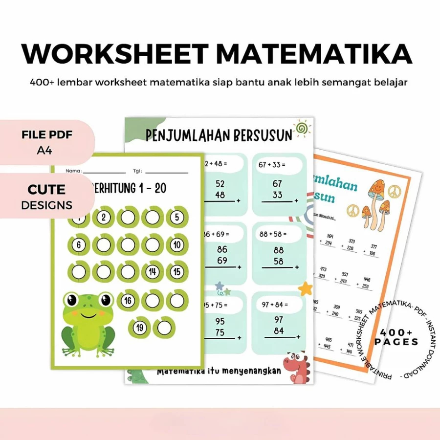 400++ Printable Matematika Anak TK & SD | Latihan Soal Berhitung Lengkap | Belajar Angka