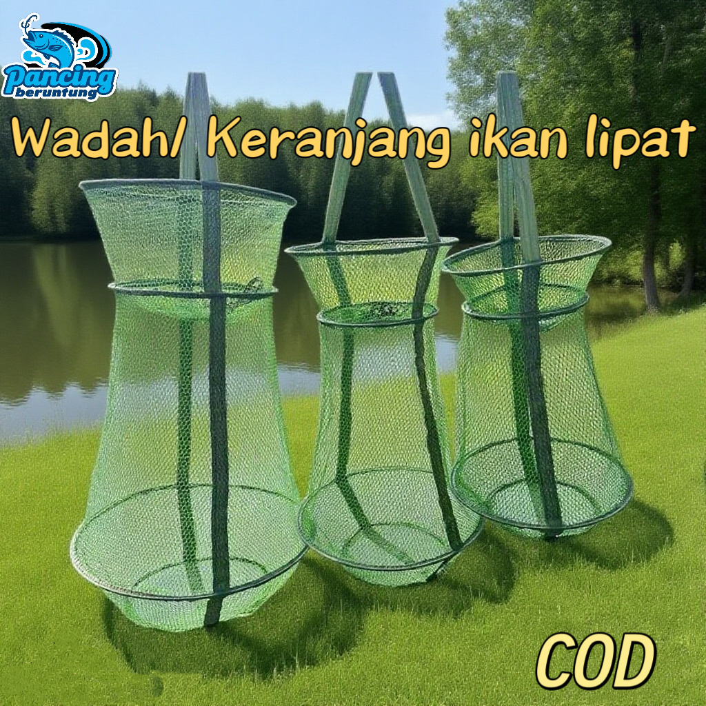 Jaring Ikan Lipat Keranjang Ikan Jaring Umpan Nilon Berlapis Cocok untuk Udang Karang, Ikan Kecil da