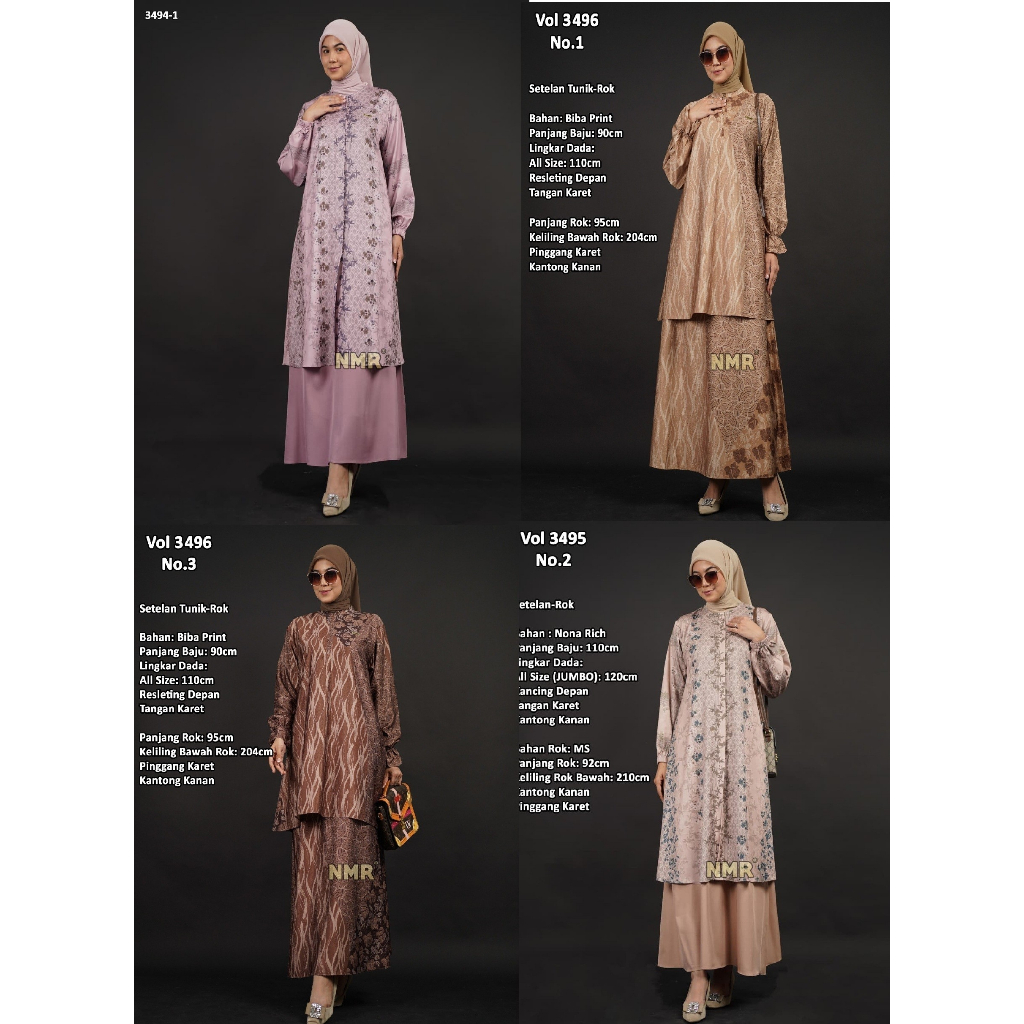 NMR by Namira setrok  stelan tunik rok katun silky premium motif printing standar hingga jumbo