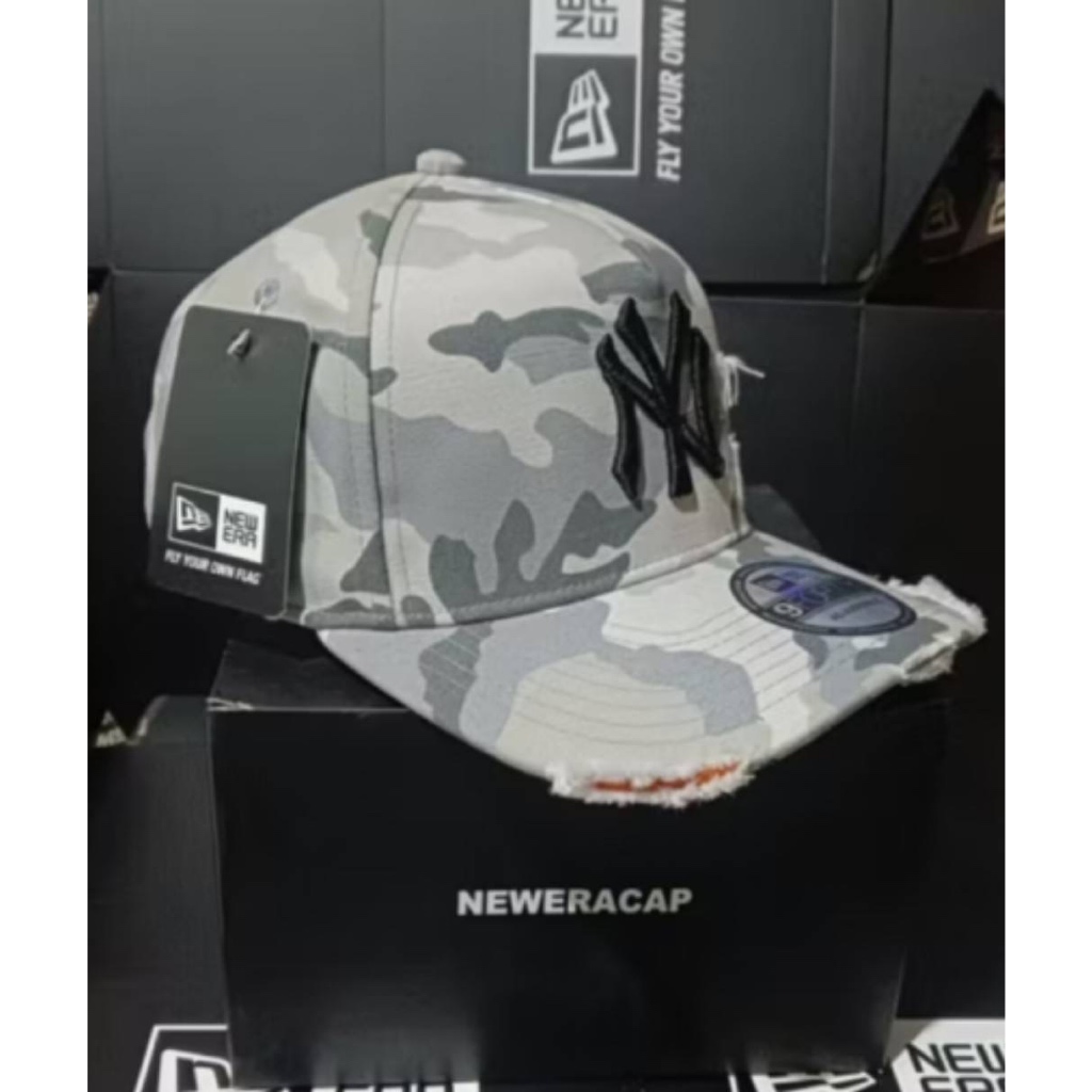 TOPI BASEBALL MLB NY DENIM DAMAGE ORIGINAL WHITE CAMO CAPS / TOPI PRIA WANITA / TOPI FULL SET