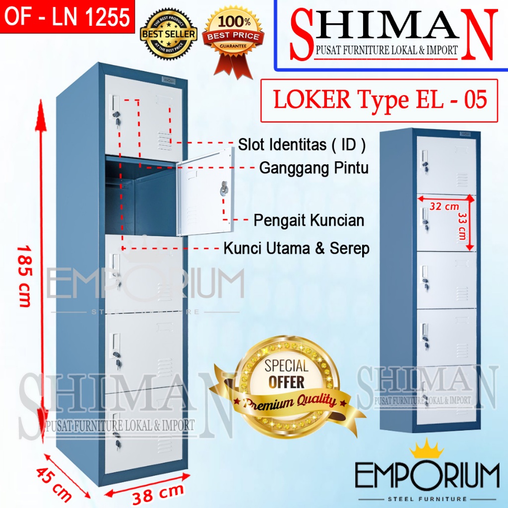 Lemari Loker Besi 5 Pintu Emporium EL 05