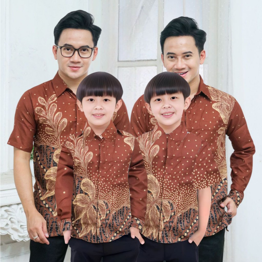 0022 Zahira Batik HRB026 Kenongo Hem Kemeja Batik Pria Lengan Pendek  Katun Primis Halus M L XL