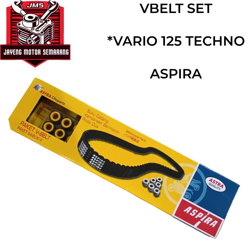 Vanbelt Fanbelt Vbelt Komplit Assy Set Vario 125 Techno KZR Bando Original Aspira