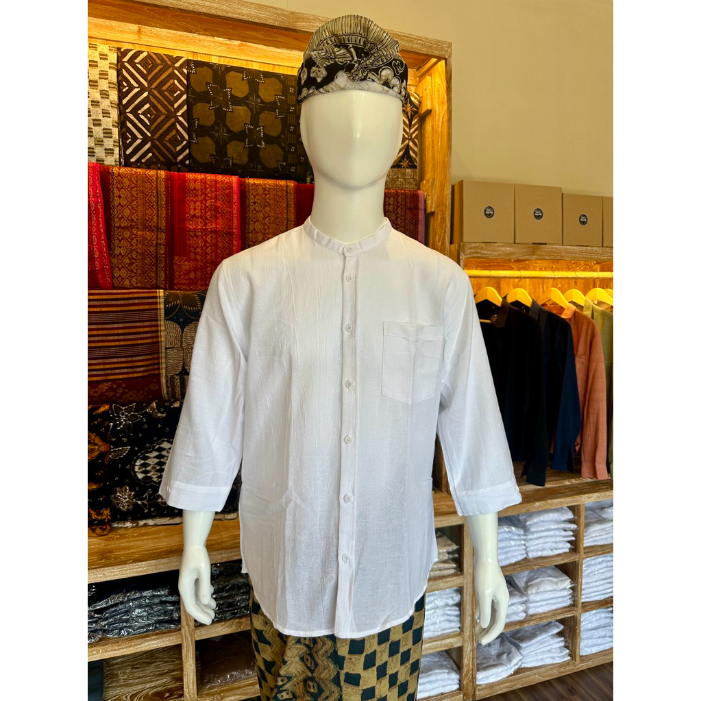 baju kemeja putih serat jagung kerah koko