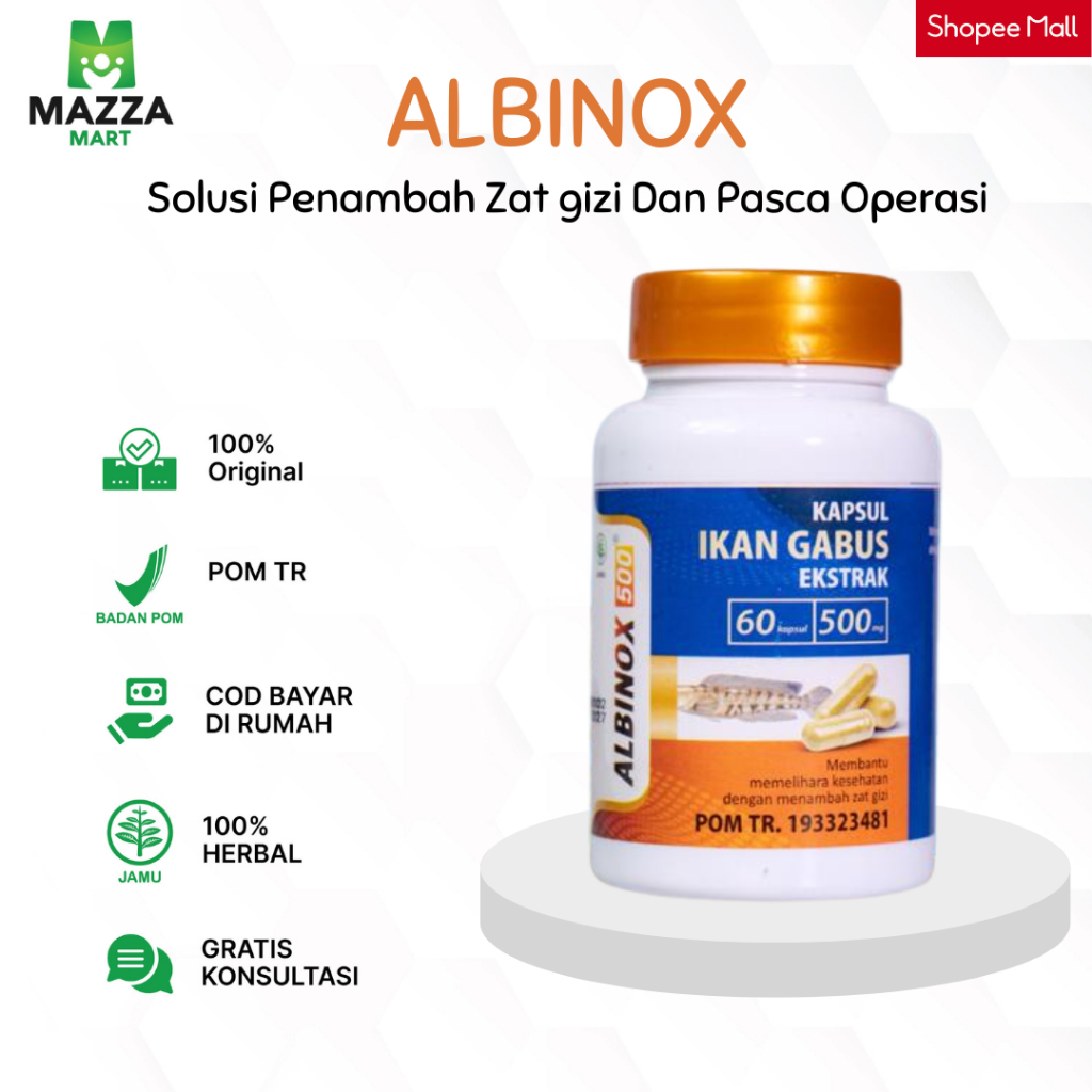 ALBINOX Kapsul Ekstrak Ikan Gabus Obat Luka Pasca Operasi Diabetes Penambah Zat Gizi