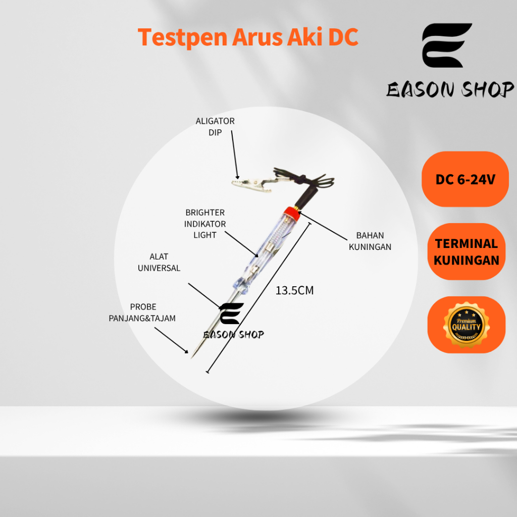 Tespen DC 6-24V Tespen Kabel Tespen Aki Tespen Arus Aki Tes Pen DC 6V 12V 24V Test Pen Testpen Arus 