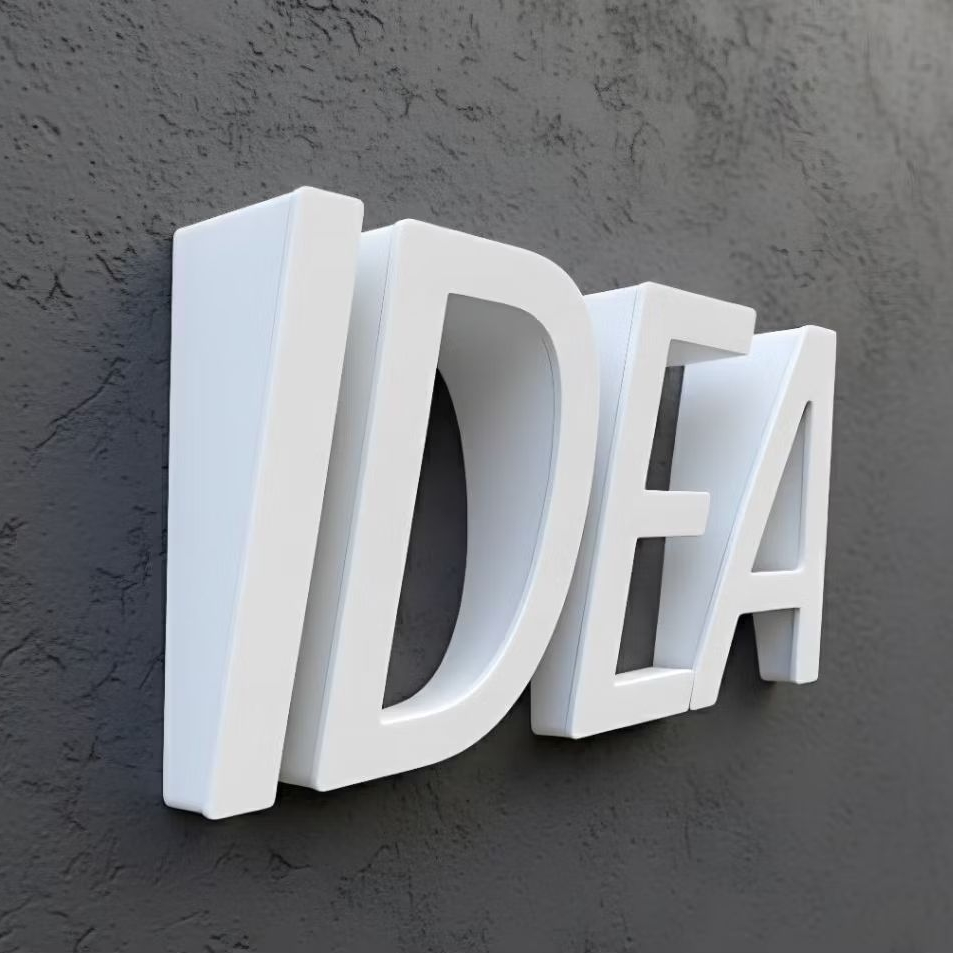 Huruf timbul 3d satuan - huruf timbul akrilik - huruf timbul miring