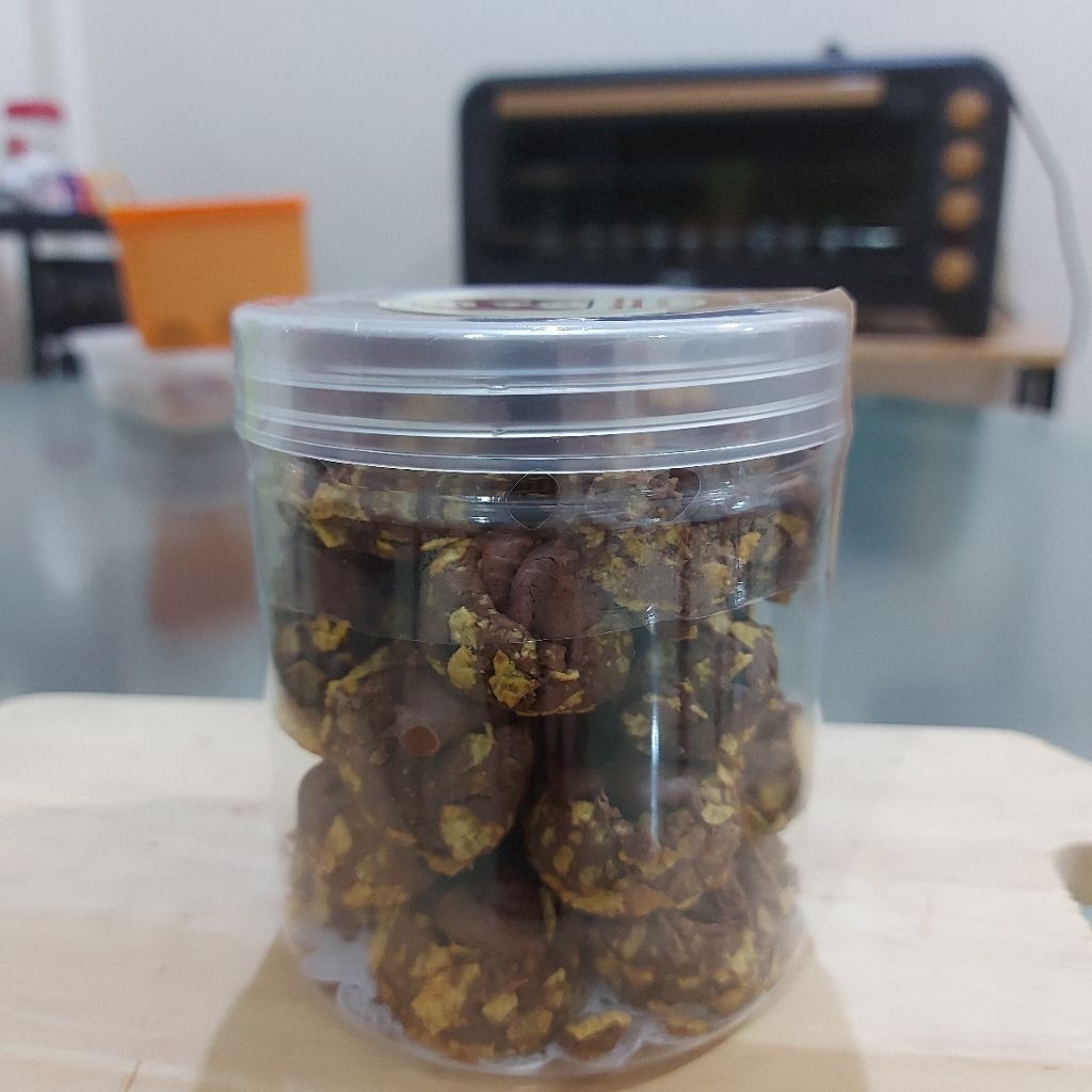 Thumbprint Nutella Choco Corn Flake Nut Ball Cookies