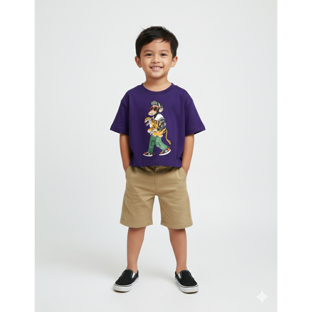 Kaos Anak Market Monkey Oversize Cotton Combed