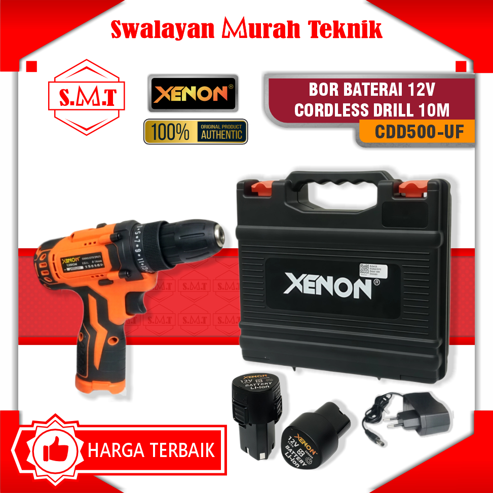 XENON CDD500 Mesin Bor Baterai Cordless Xenon 2 Baterai 12 volt Cordless Drill 12 V