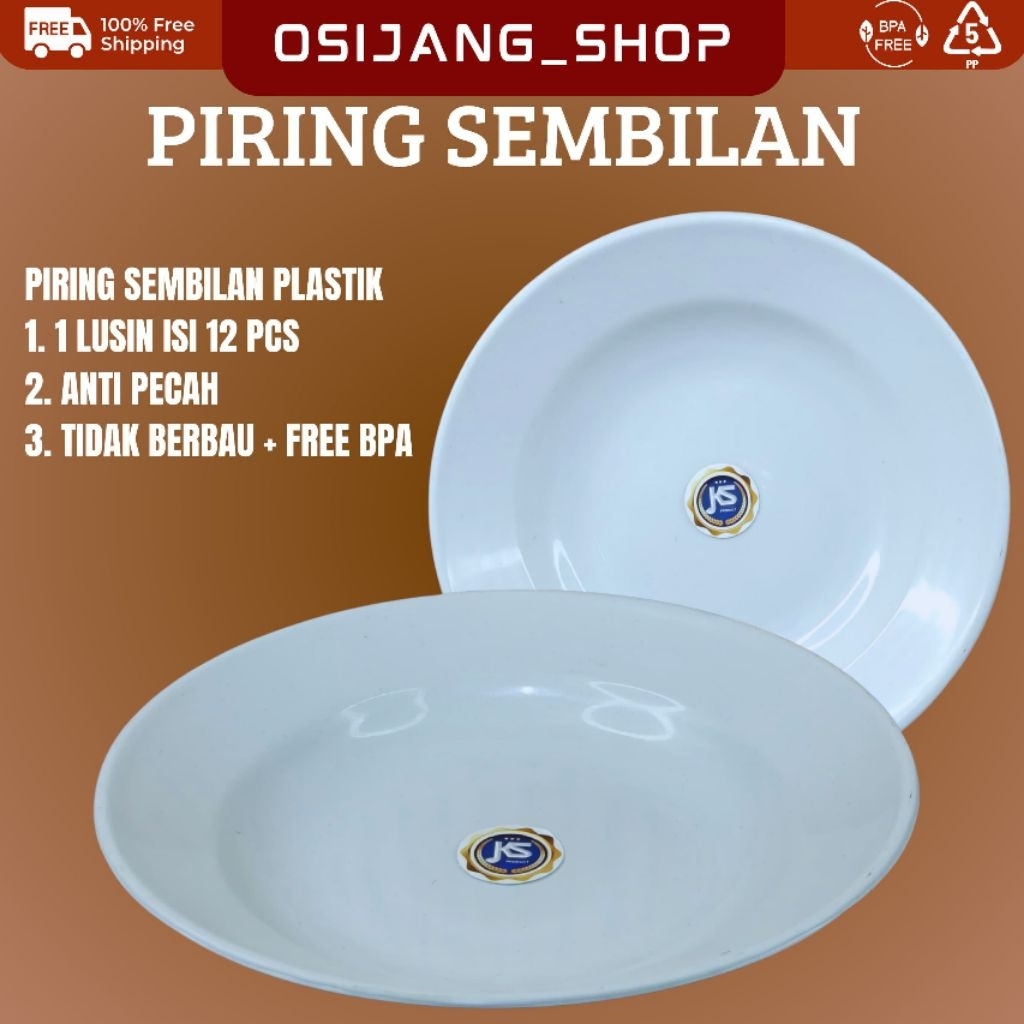 PIRING PLASTIK MAKAN SEMBILAN 12 PCS [1 LUSIN] WARNA PUTIH