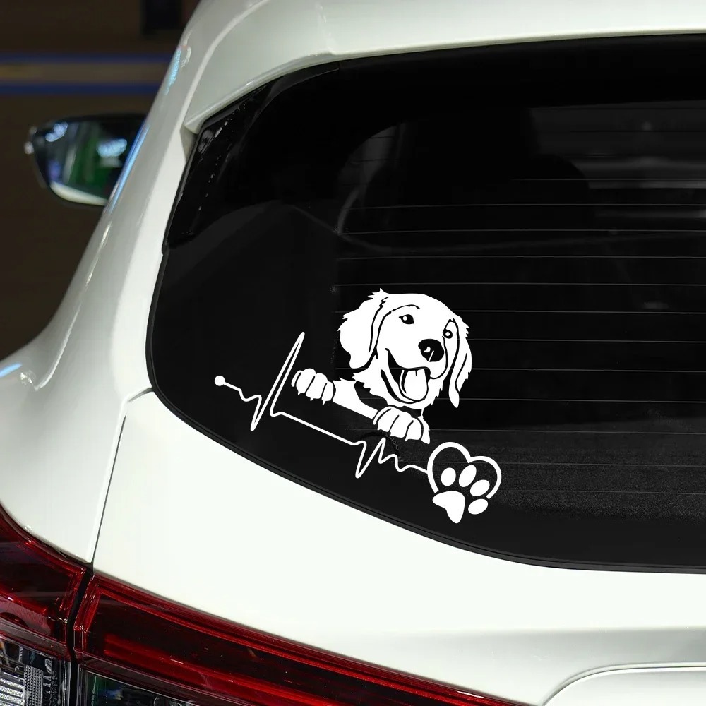 Stiker Vinyl Anjing Peliharaan Emas Lucu Tahan Air untuk Mobil Truk, Jendela, Pintu Samping, Bodi, B