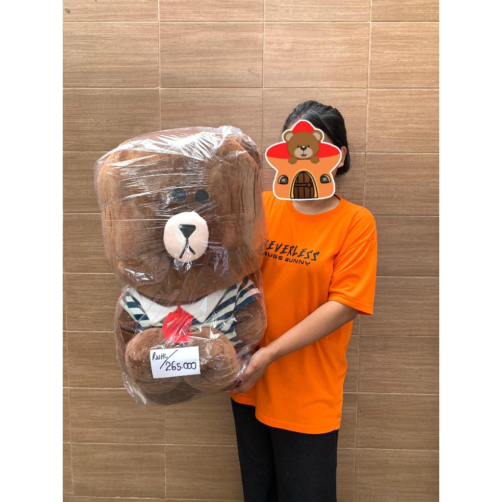 Boneka Line Brown Bear Beruang size JUMBO cute lucu bulu halus lembut SNI sweater / Hadiah Anniversa