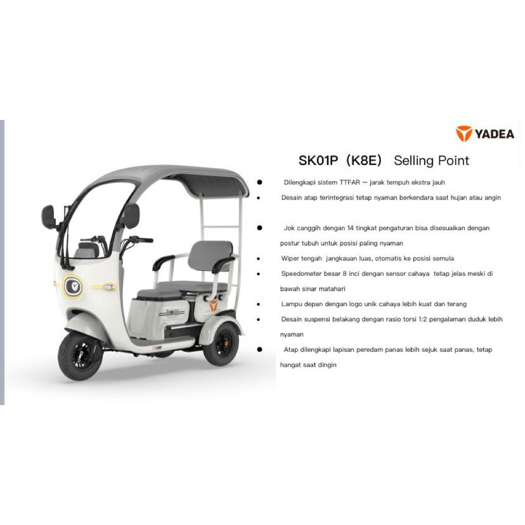 SEPEDA LISTRIK YADEA RODA 3 TYPE K8E