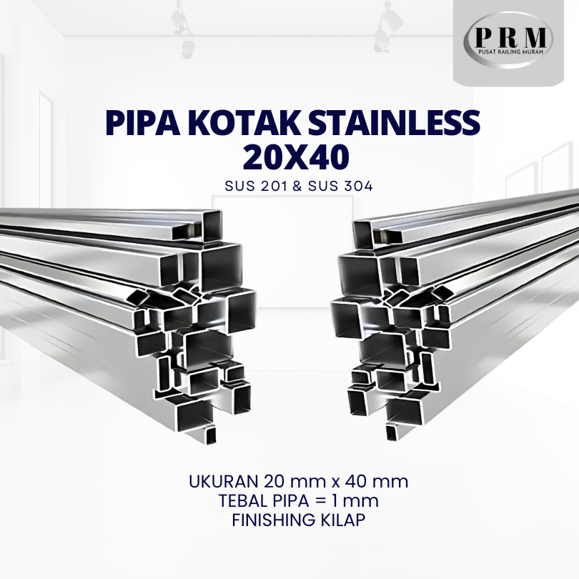 PIPA KOTAK STAINLESS 20X40 SUS 201 304 HOLLOW STAINLESS