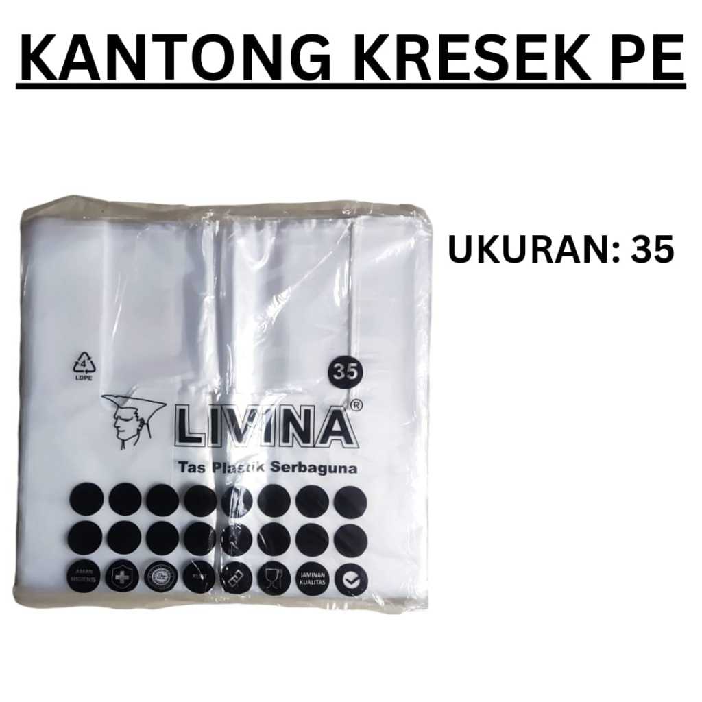 Kantong Kresek pe, Kantong Kresek Plastik pe Bening Uk 15/ 20/25/30/ 35
