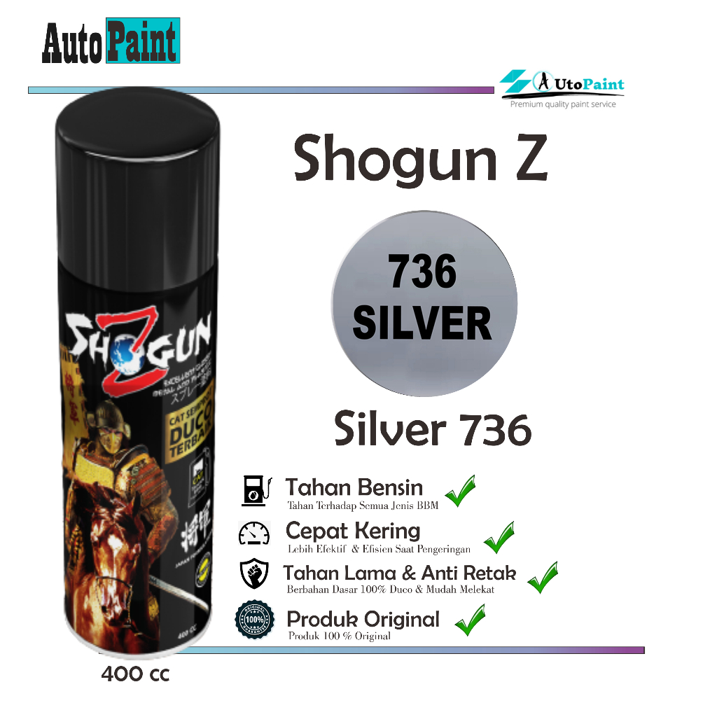 Cat Semprot Premium - Pilok Pilox Silver 736 Shogun Z Premium - Pylok Silper Silver Dasar