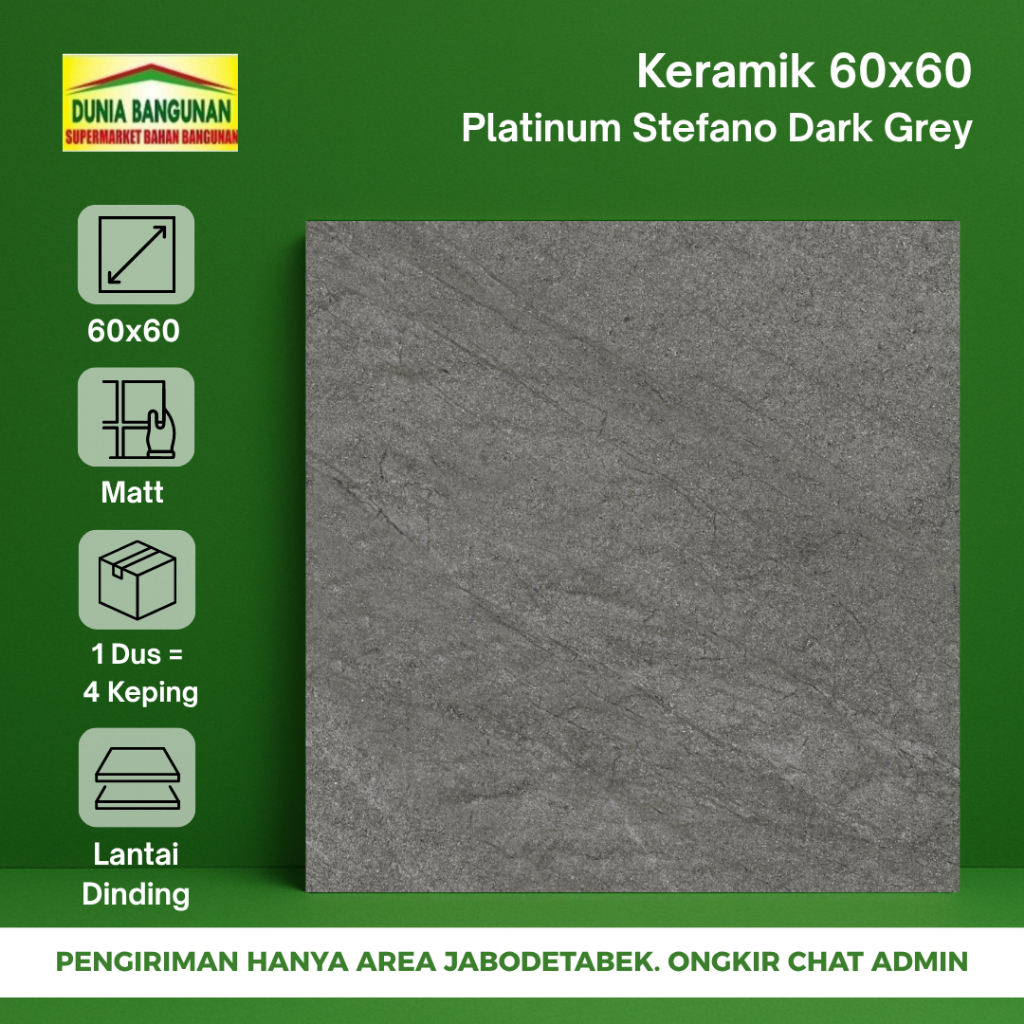 Keramik Lantai 60x60 Abu Platinum Stefano Dark Grey Keramik Lantai Matt