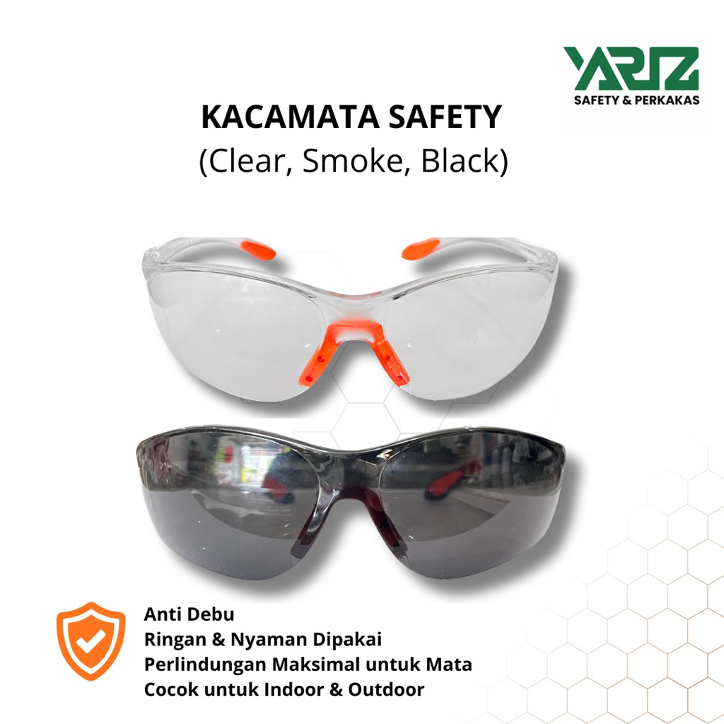 Kacamata Safety Kacamata Proyek Fashion - Bening Smoke Hitam
