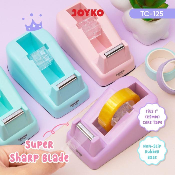 Alat Pemotong Solatip Warna Pastel Tape Cutter Joyko TC-125 Original (1 PCS) / Tape Dispenser Potong