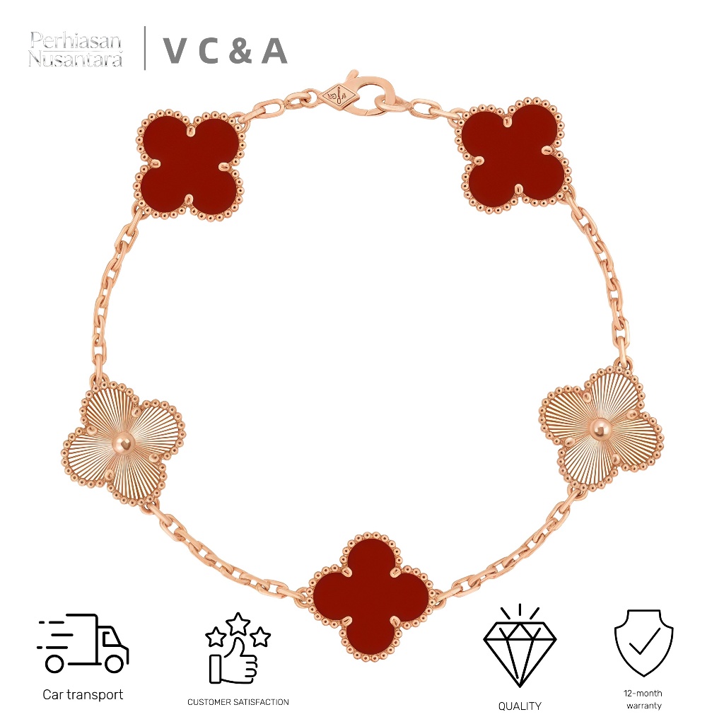 Perhiasan Nusantara-18K emas asli/100%ORI | VanCleef & Arpels Four Leaf Vintage Alhambra Series Gela