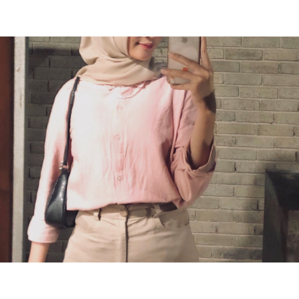 kemeja warna dusty pink