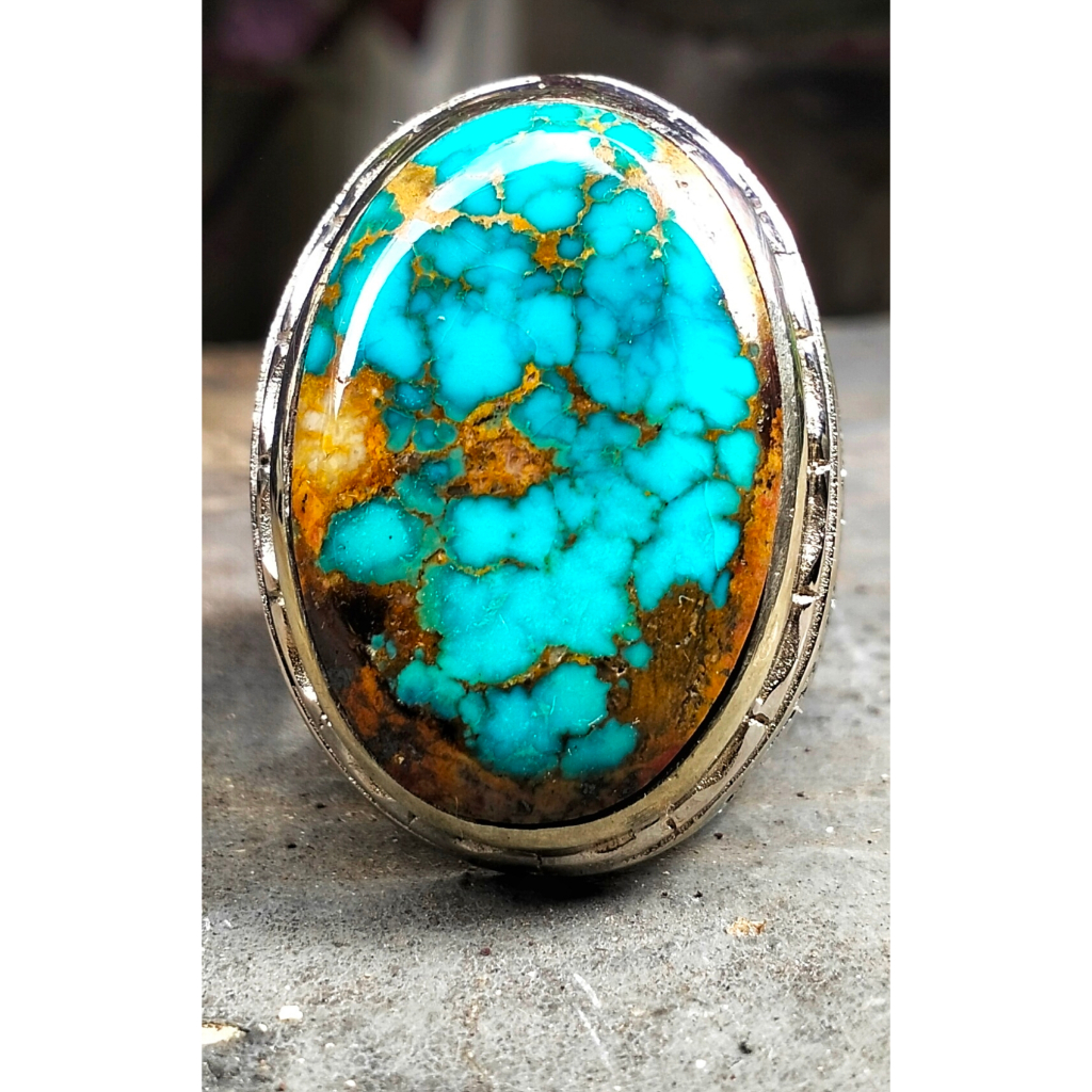 Pirus Persia Biru Natural Serat Emas