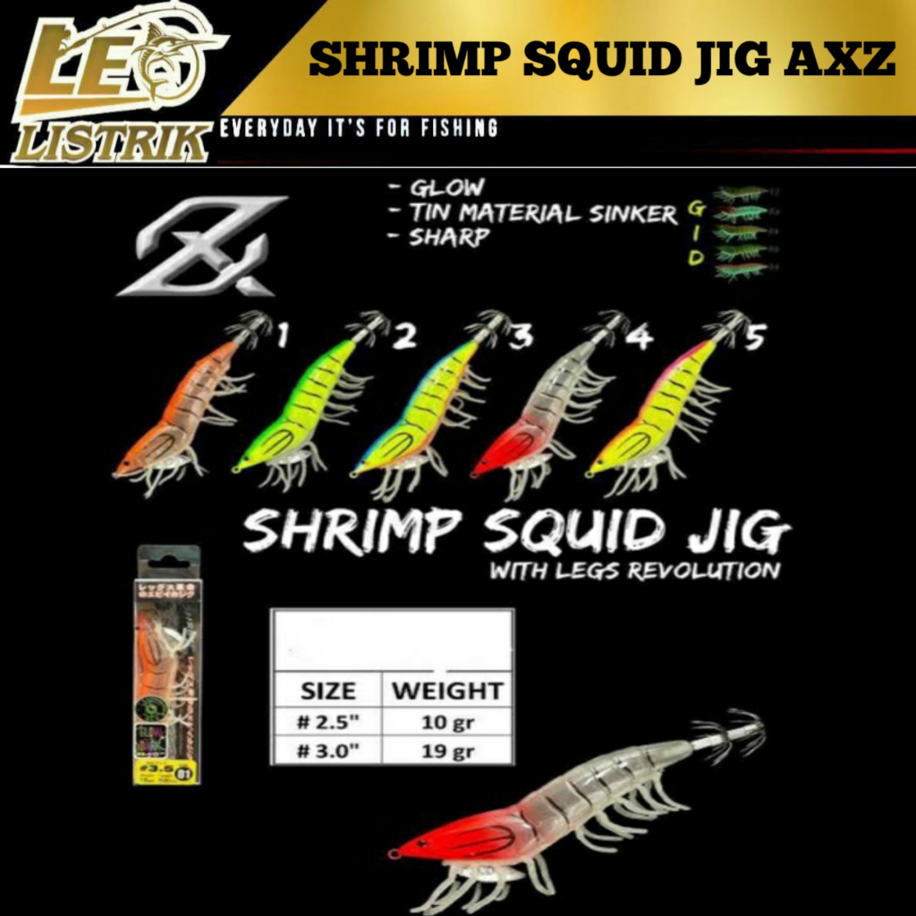 AXZ SHRIMP SQUID JIG KAIL CUMI 2.5 3.0 GID UMPAN CUMI TERLARIS