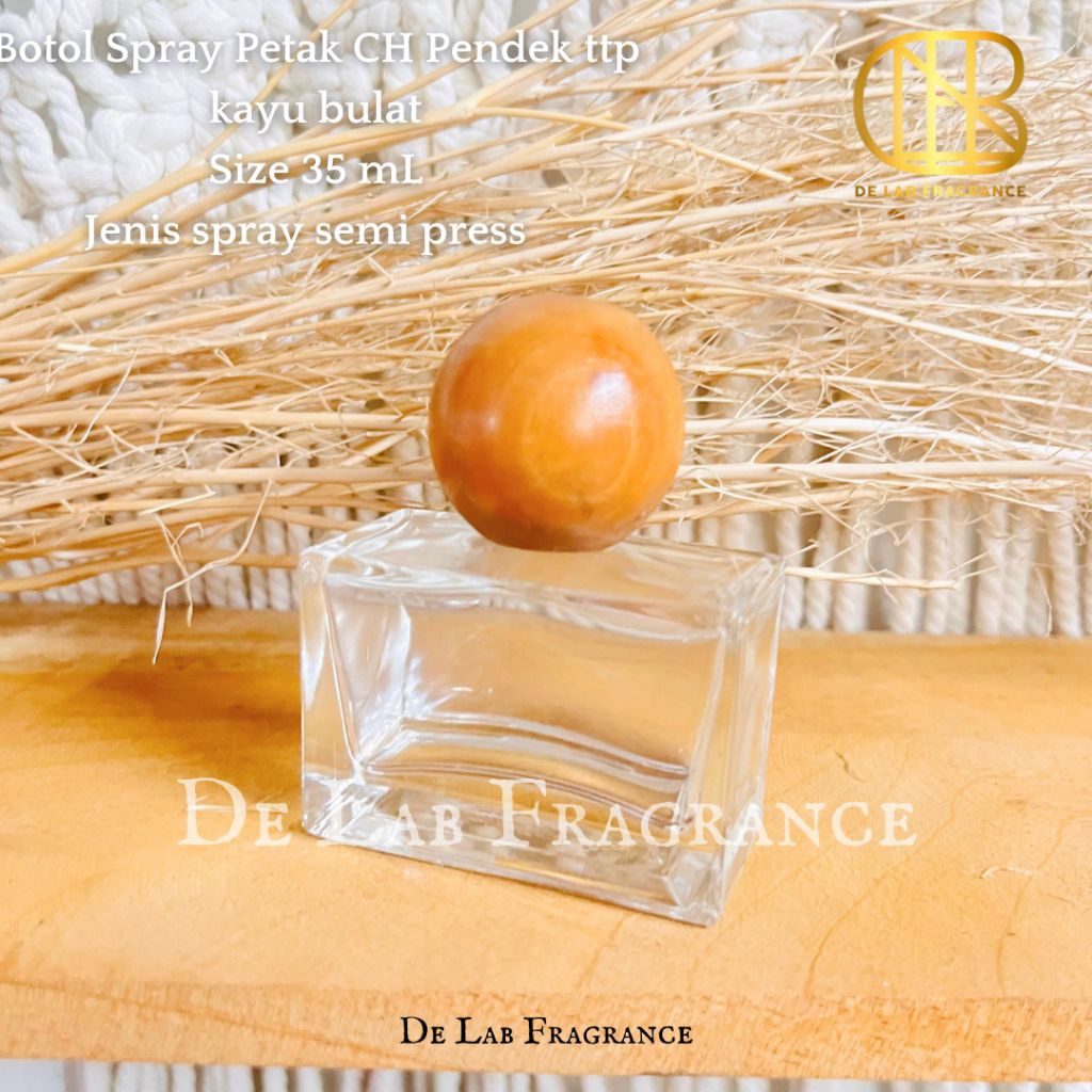 botol parfum petak pendek kayu bulat 30 ml semi press/ botol parfum 30 ml/ botol parfum lucu/ botol 