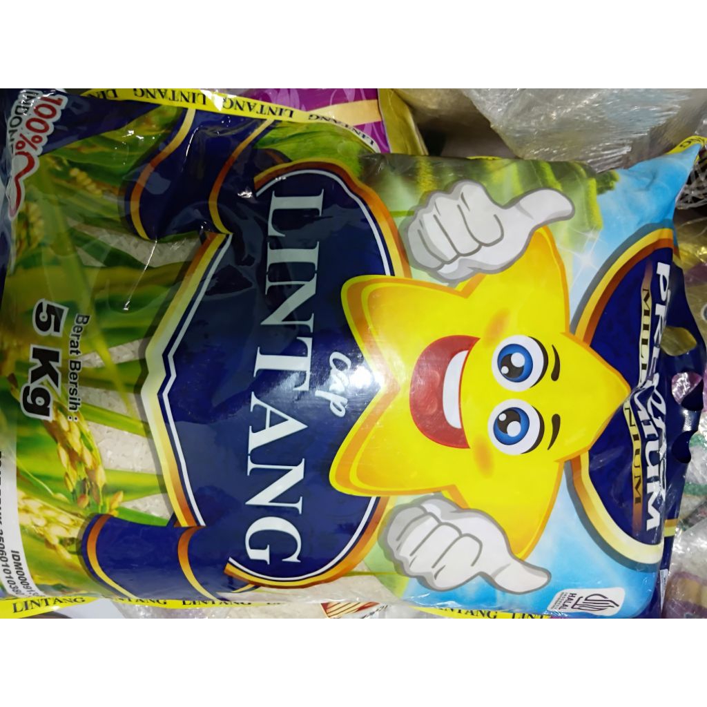 beras lintang 5kg,berasnya premium super bagus,putih dan punel