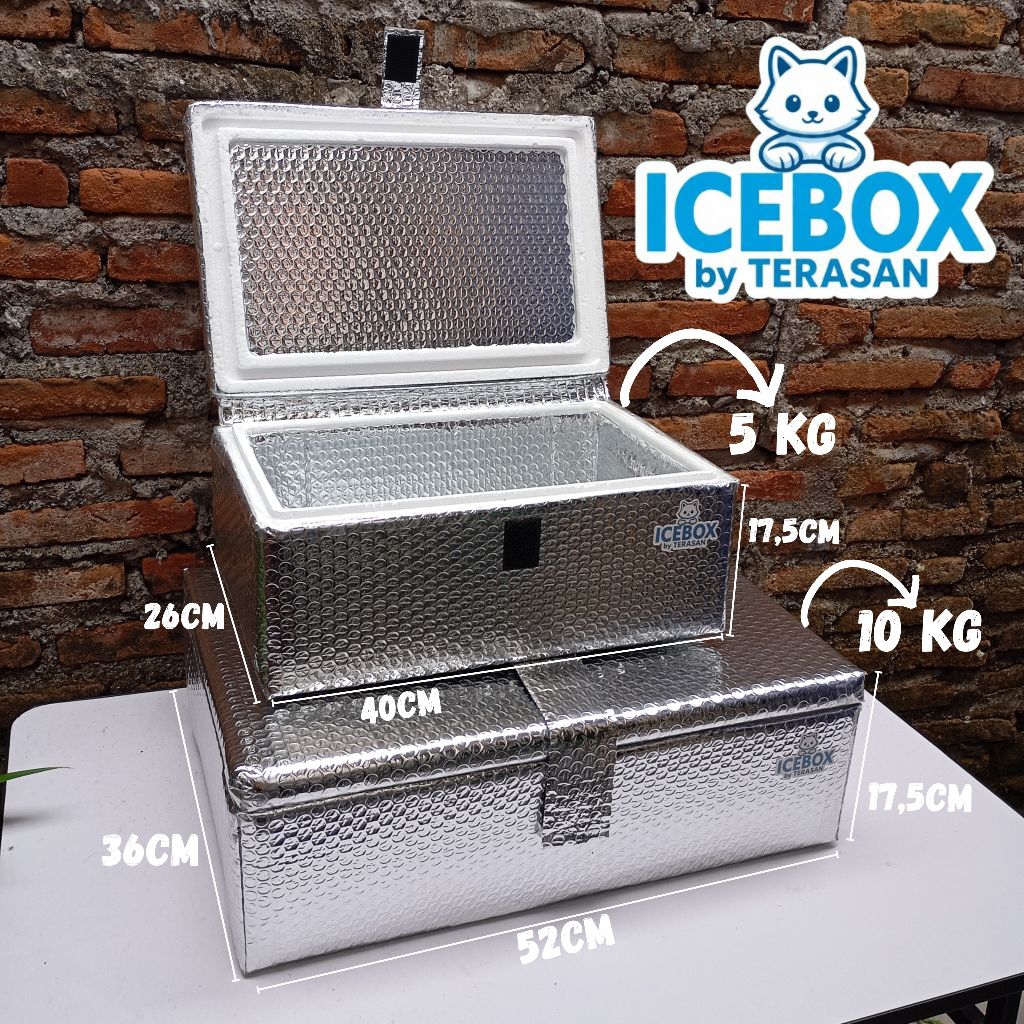 ICEBOX COOLER BOX KOTAK WADAH PETI FOAM STYROFOAM BOX ES POTONG MAMBO ASINAN LAPISAN ALUMUNIUM TEBAL