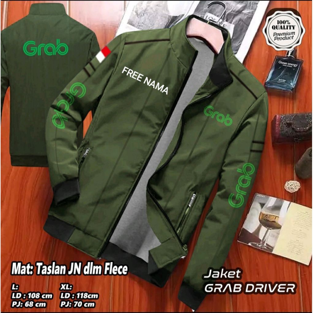 JAKET KANTONG DALAM GRAB / JAKET PRIORITAS / JAKET GRAB / JAKET SABLON FREE NAMA / JAKET BERKENDARA 