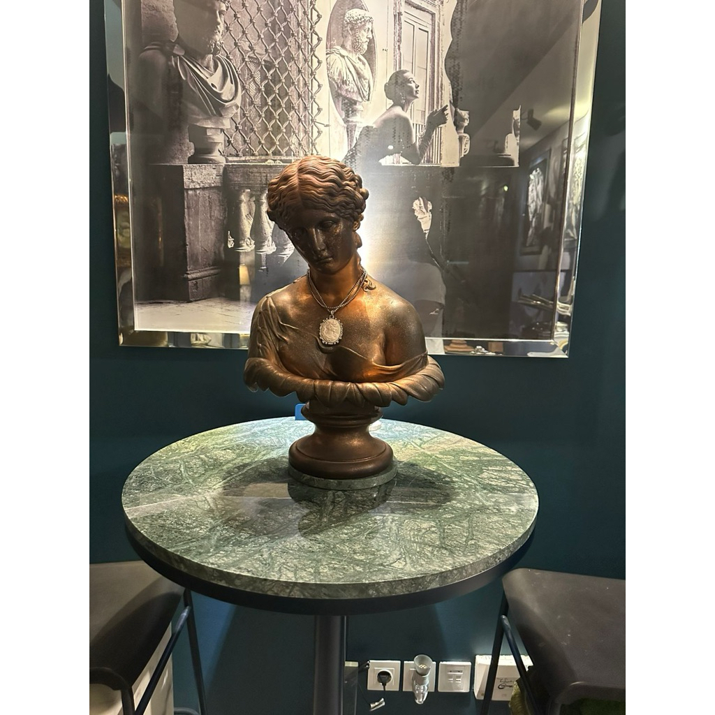 Table meja caffe verde green marble