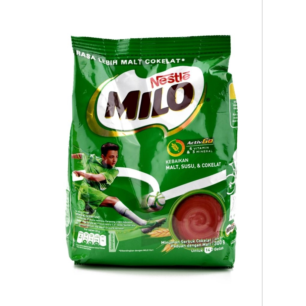 NESTLE MILO 3 IN 1 POUCH MINUMAN BUBUK NETTO 300 GR Coklat Drink