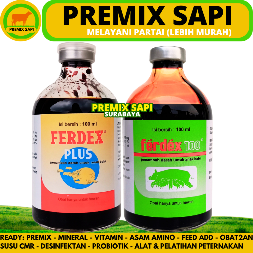 FERDEX 100ML & FERDEX PLUS 100ML MEDION - Obat Penambah Darah Zat Besi Anti Anemia Anak Babi & Babi