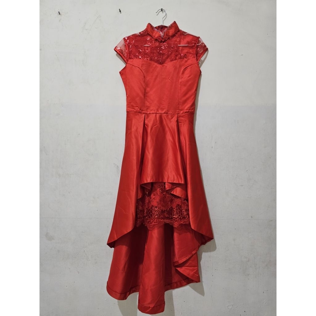 Preloved Red Cheongsam High Low Dress