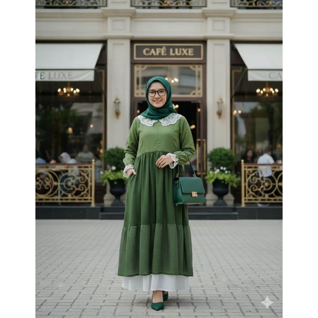 MARYA / GAMIS HIJAU + RENDA (ALA KOREA)