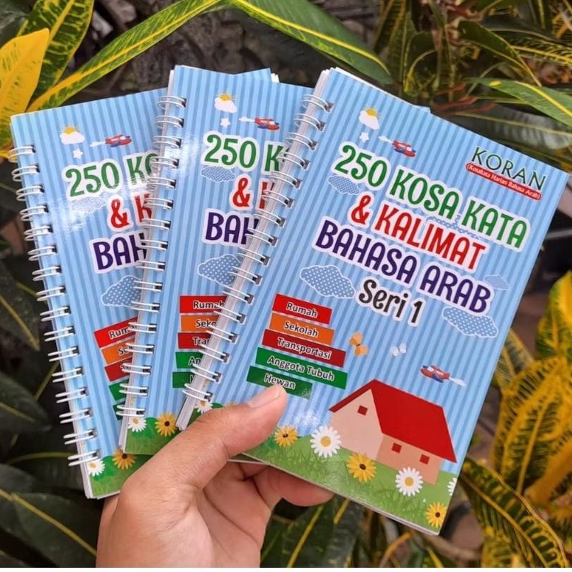 Buku spiral kosakata bahasa Arab dan kalimat BISA flashcard kamus mufrodat percakapan hiwar full col