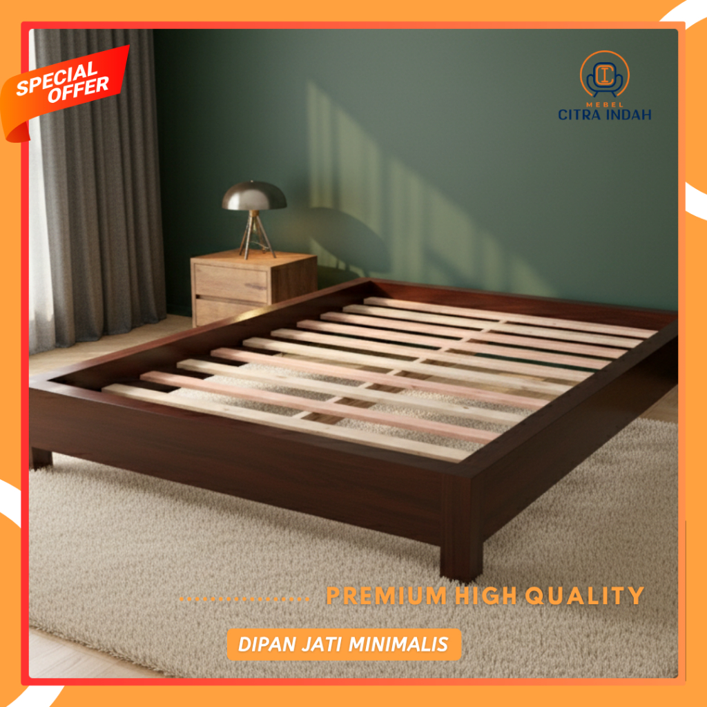 Dipan Lesehan Jati Tempat Tidur Tatakan Kasur Minimalis Ukuran 160x200Cm Divan Kayu Jati Modern